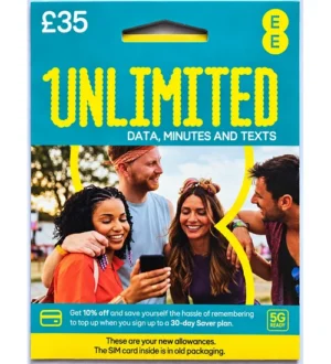 EE PAYG SIM Card – Unlimited Data, Minutes & Texts – £35