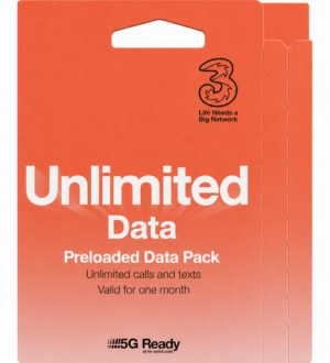 Three Unlimited Pay As You Go SIM Card – Unlimited Data, Calls & Texts – 30 Days